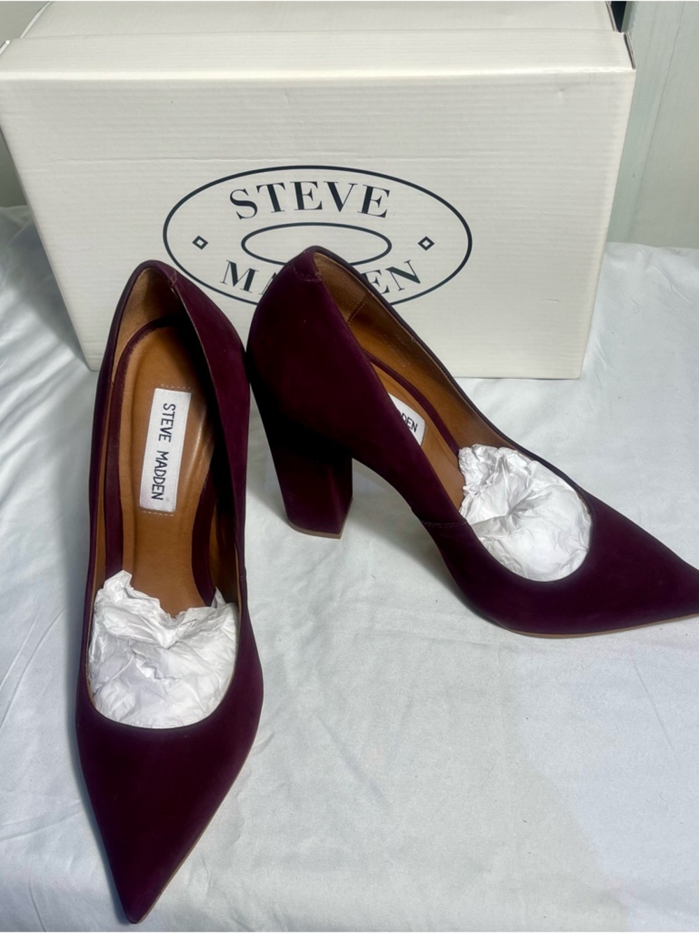 Steve Madden Wo Sz 7 Primpy Pointed Toe Block Heel Burgandy